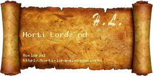 Horti Loránd névjegykártya